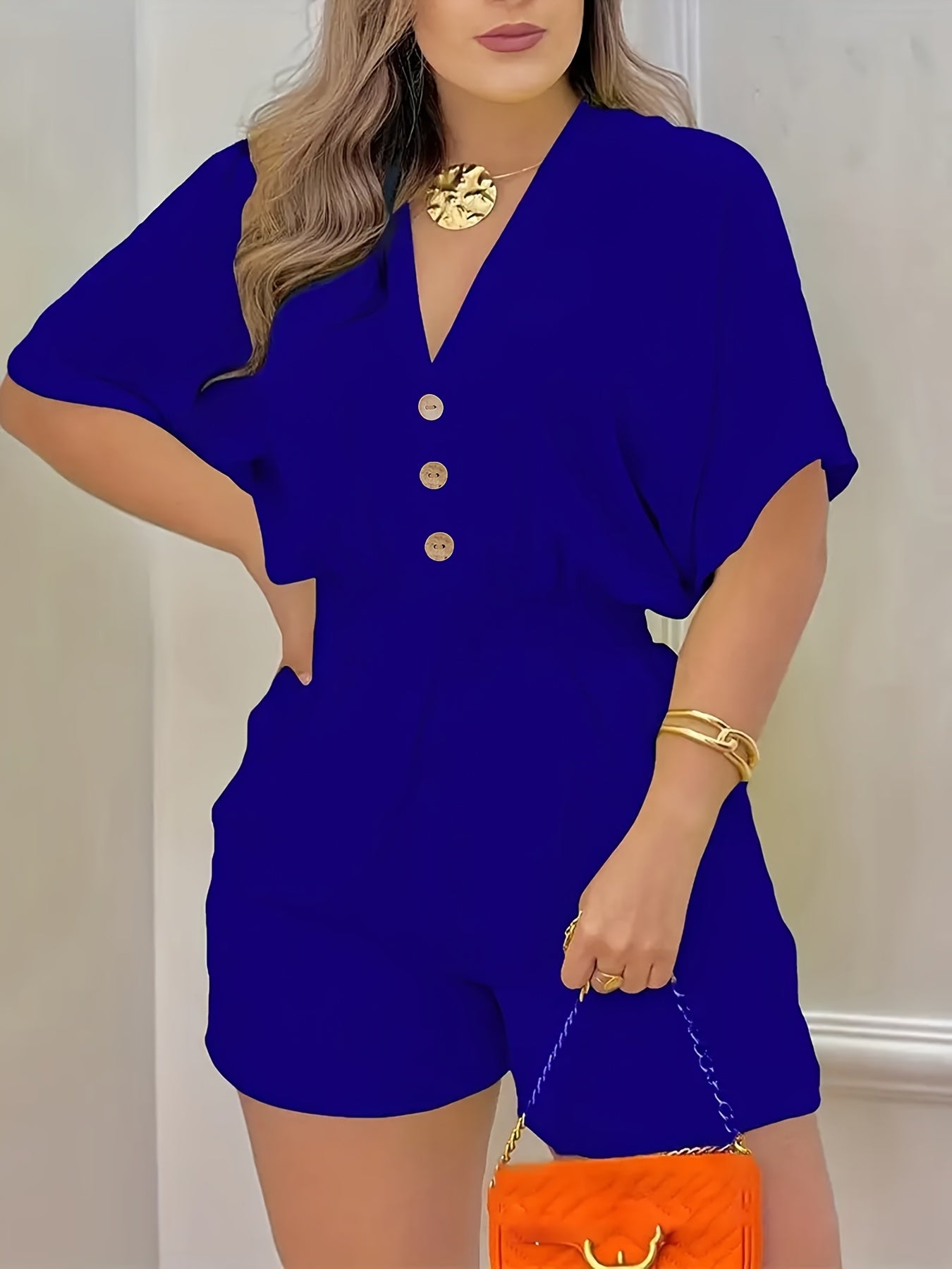 Women's Elegant V-Neck Button-Front Blouse Dress with Waist Tie Belt & Short Sleeves - Solid Color Black Office to Casual Wear, Machine Washable Non-Stretch Fabric, Dress Blouses Elegant, Allseason Apparel, Nontransparent Material, Professional Clothing,