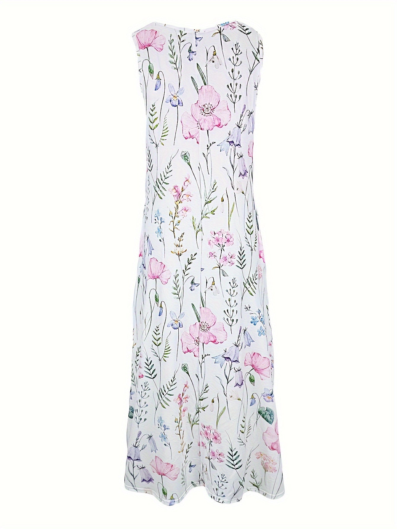 V Neck Floral Print Tank Dress, Casual Sleeveless Dress For Summer & Spring, Women's Clothing